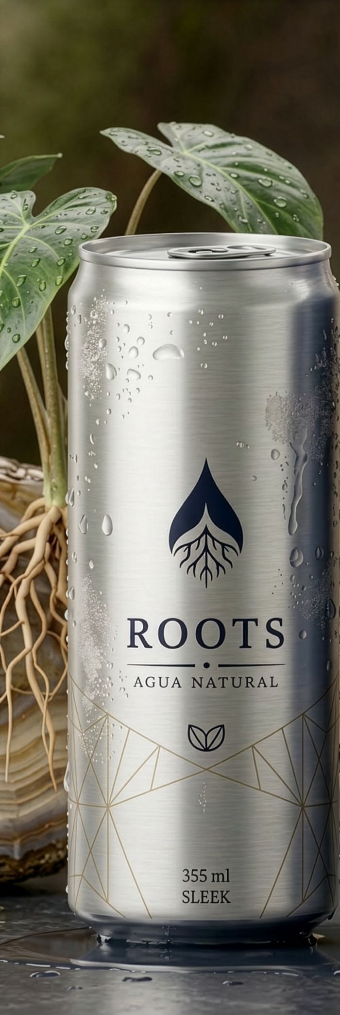 Lata ROOTS Agua Natural, 355 ml
