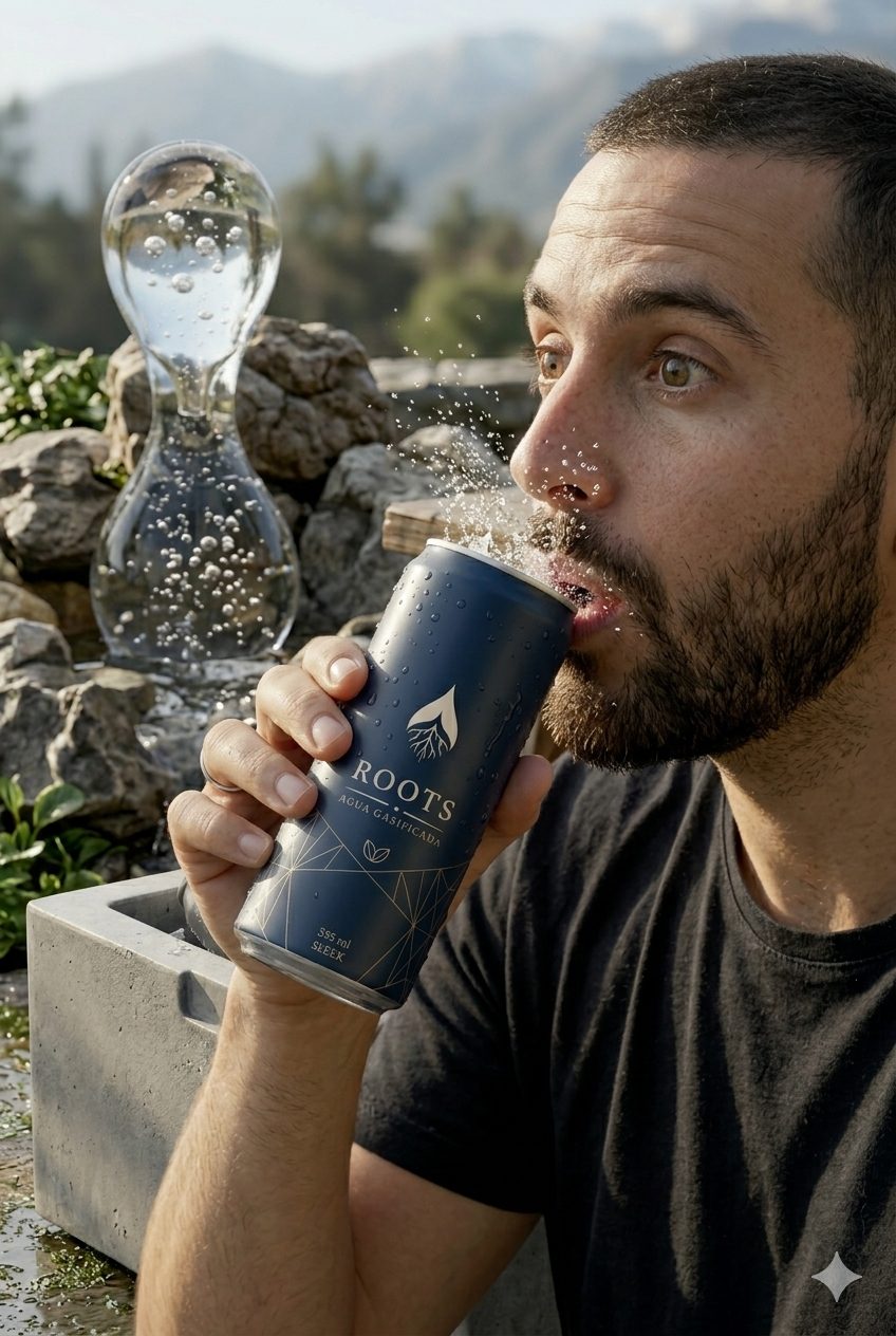 Persona disfrutando ROOTS Agua Gasificada