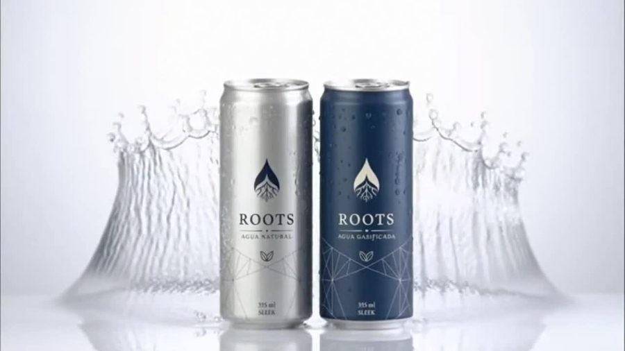 Latas ROOTS con salpicadura de agua